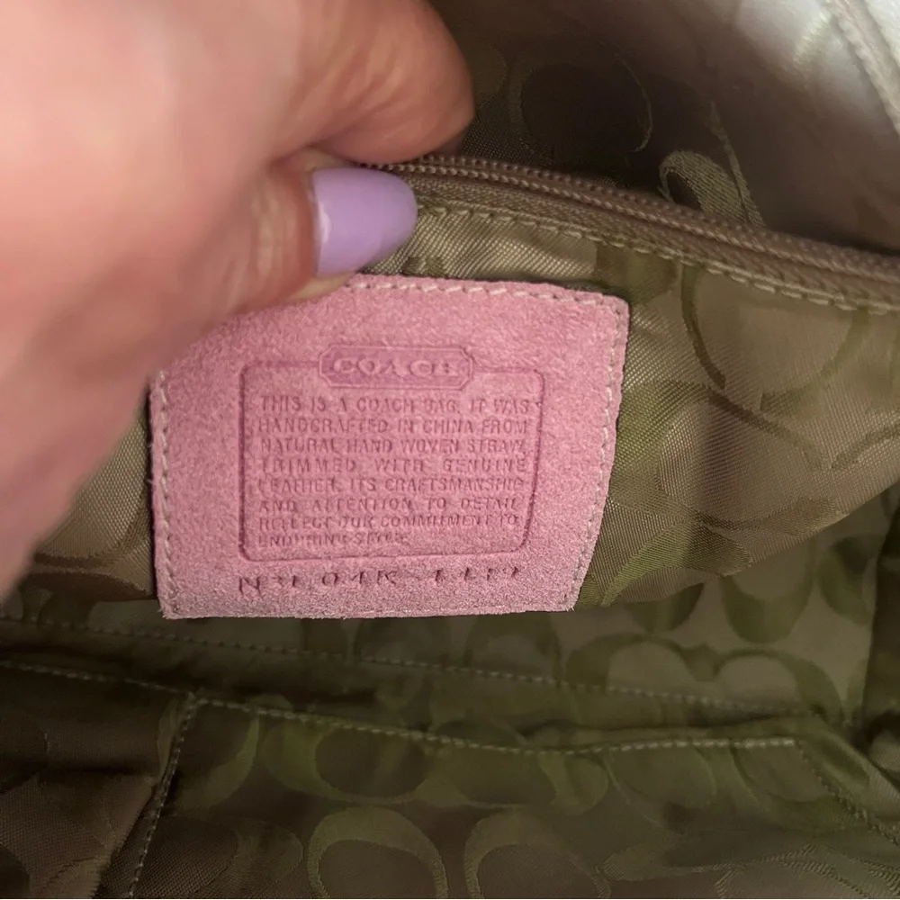 Coach Pink and Tan Woven Satchel - Picture 10 of 12